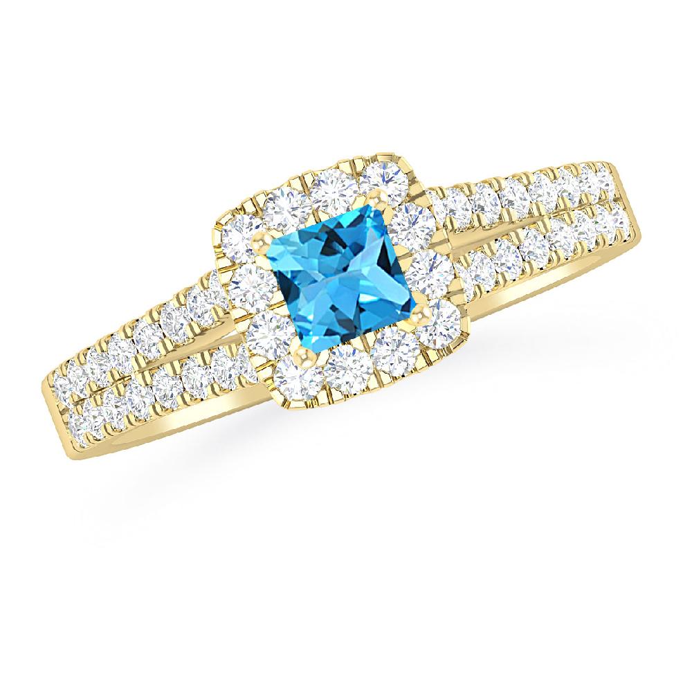 Yellow Gold - Blue Topaz