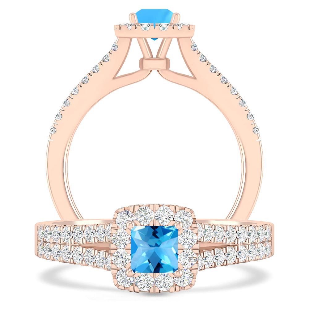 Rose Gold - Blue Topaz