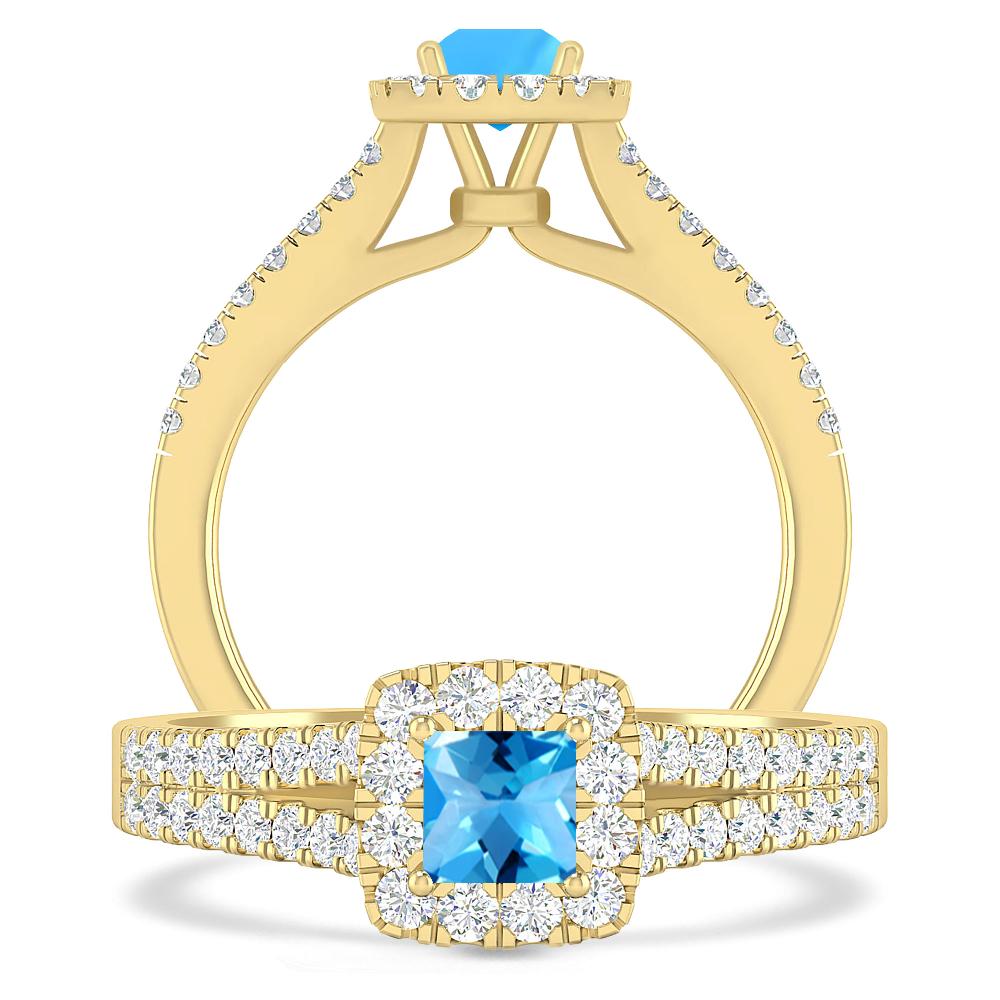 Yellow Gold - Blue Topaz