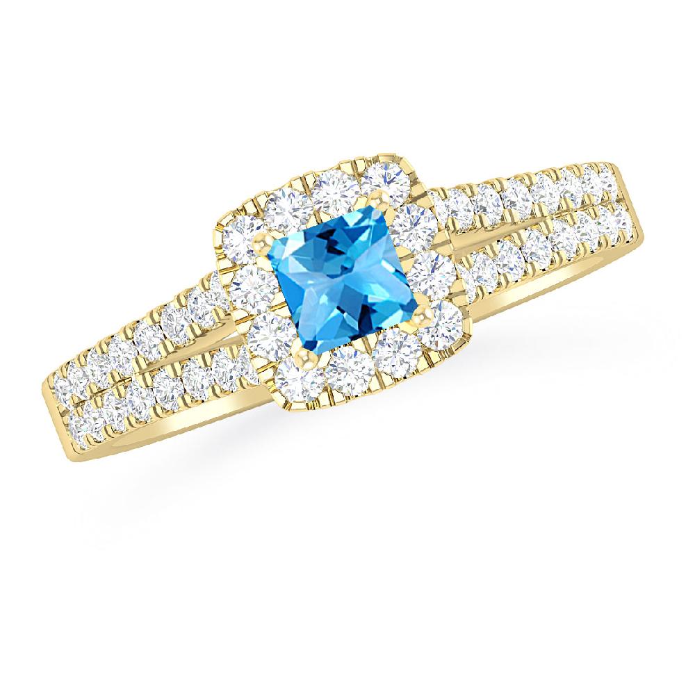 Yellow Gold - Blue Topaz