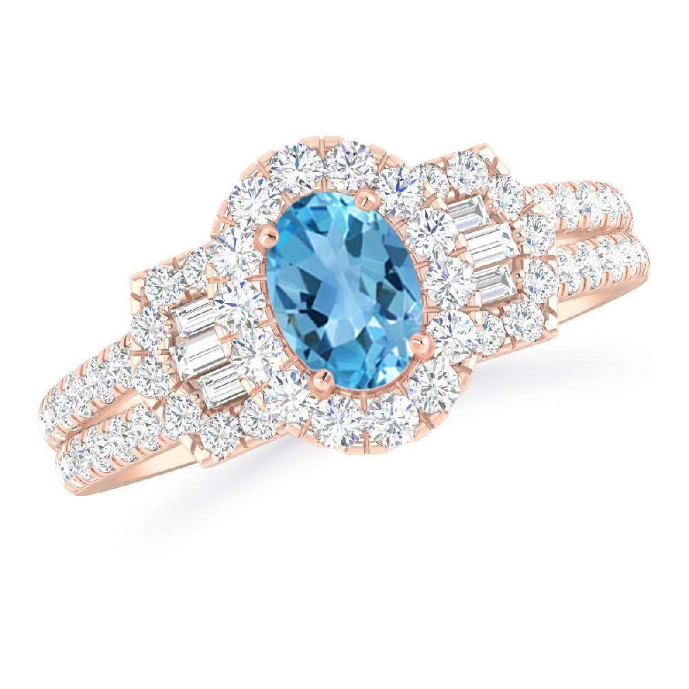 Rose Gold - Blue Topaz