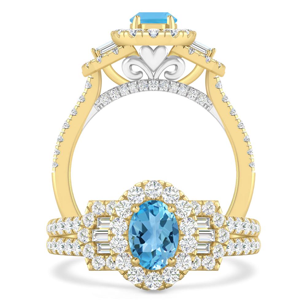 Yellow Gold - Blue Topaz