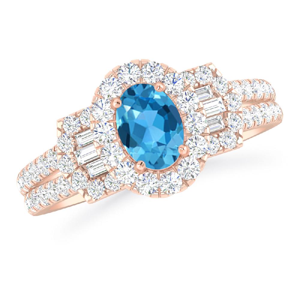 Rose Gold - Blue Topaz