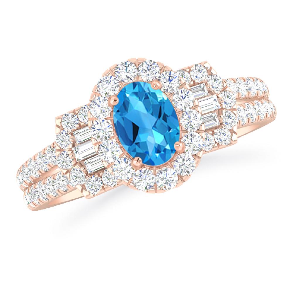 Rose Gold - Blue Topaz