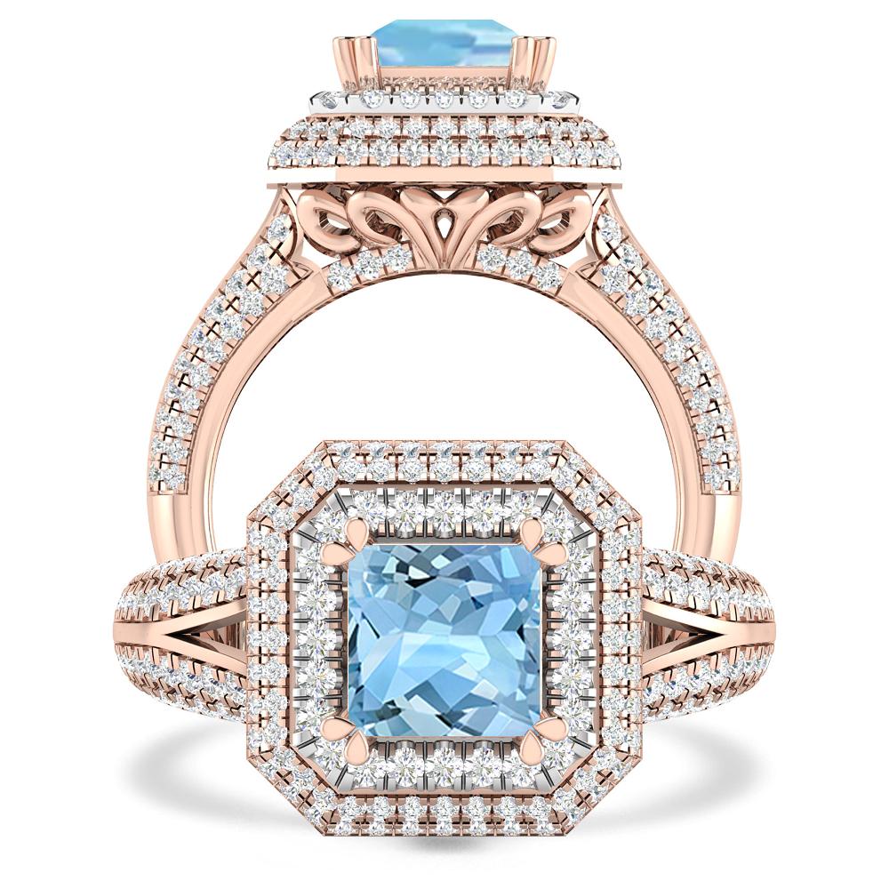 Rose Gold - Aquamarine