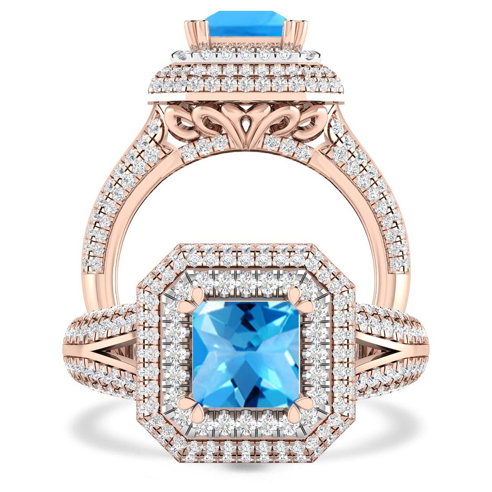 Rose Gold - Blue Topaz