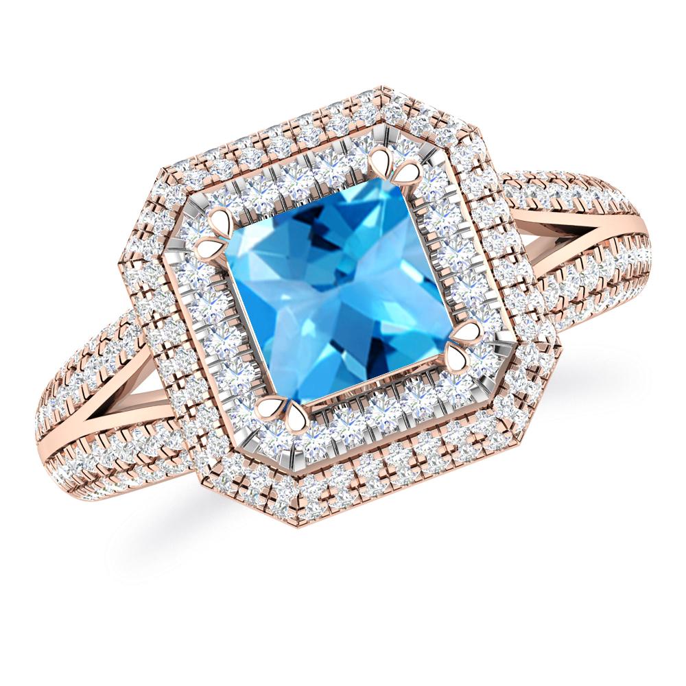 Rose Gold - Blue Topaz