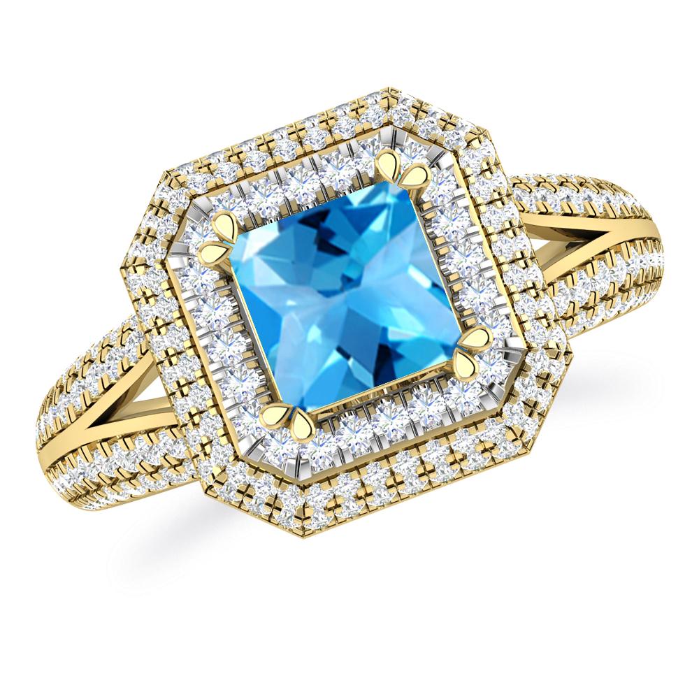 Yellow Gold - Blue Topaz