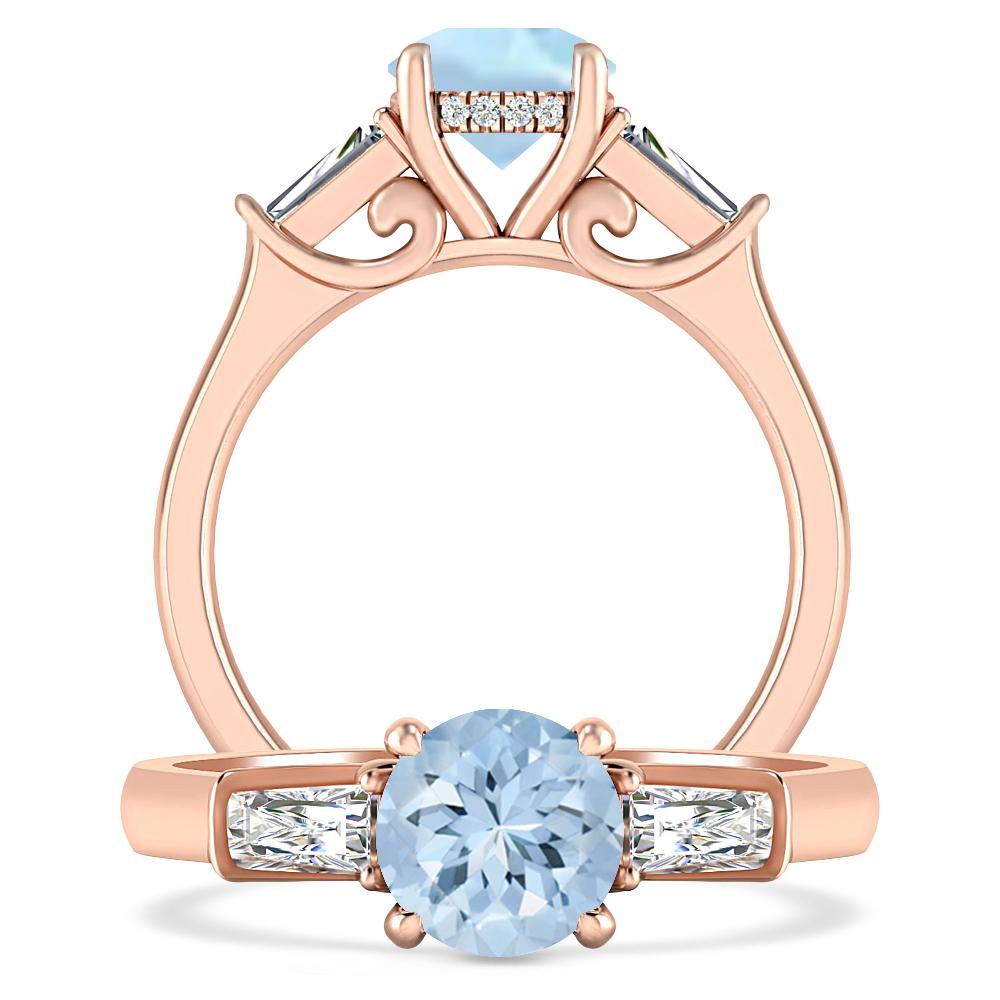 Rose Gold - Aquamarine