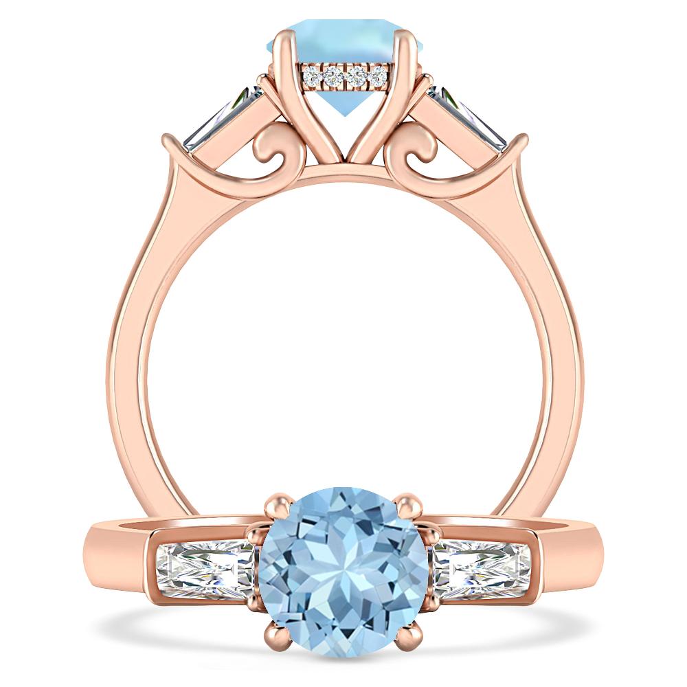 Rose Gold - Aquamarine