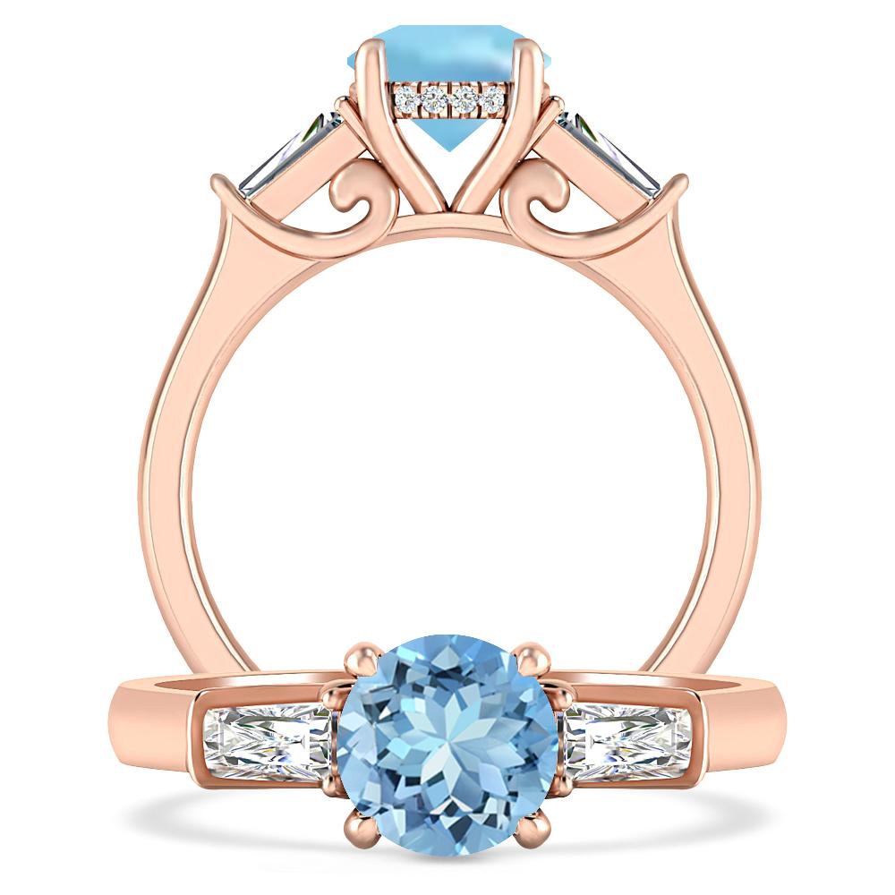 Rose Gold - Aquamarine