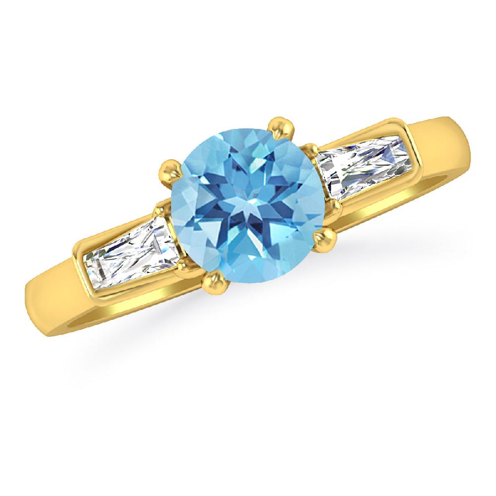 Yellow Gold - Blue Topaz