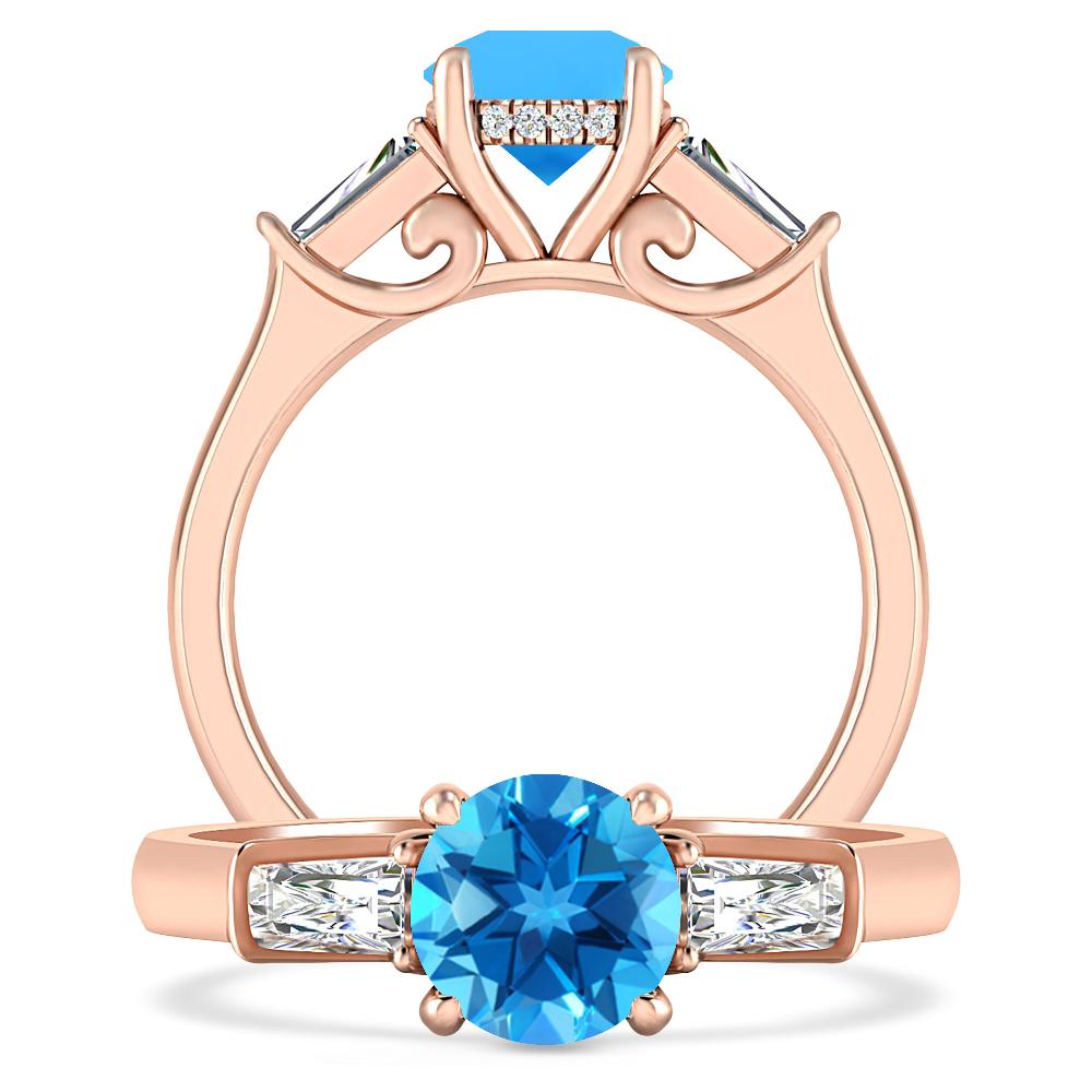 Rose Gold - Blue Topaz