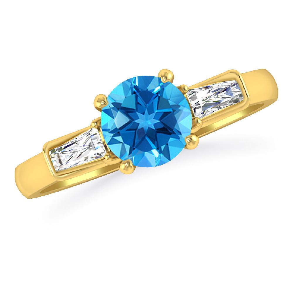 Yellow Gold - Blue Topaz