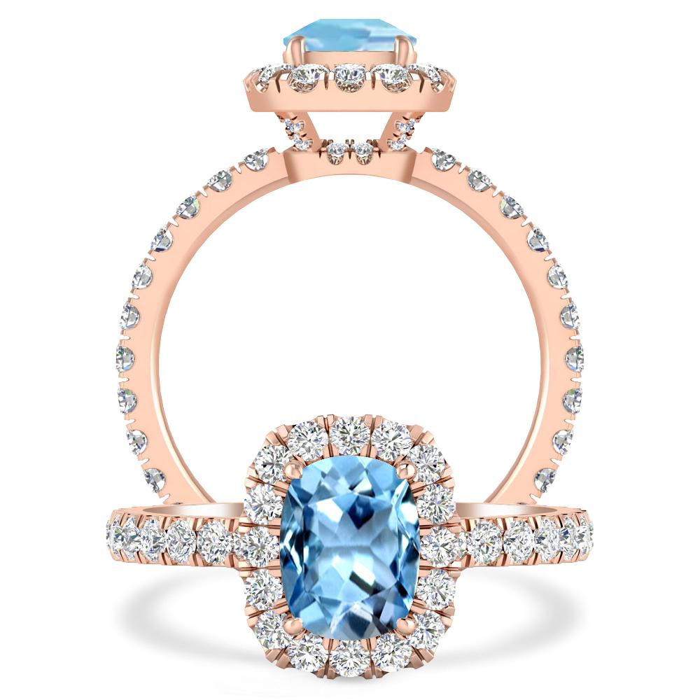 Rose Gold - Aquamarine