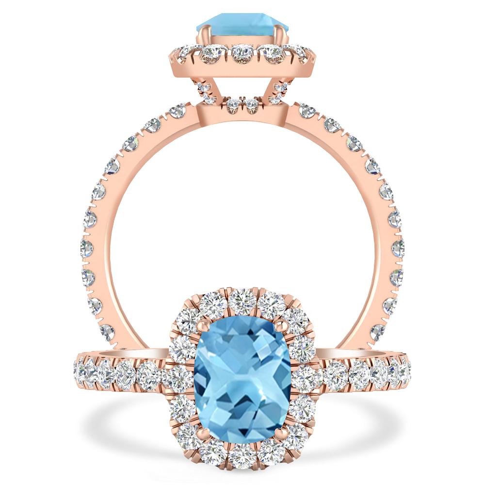 Rose Gold - Blue Topaz