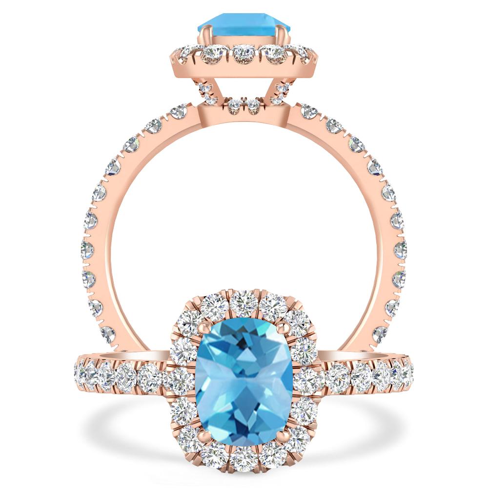 Rose Gold - Blue Topaz