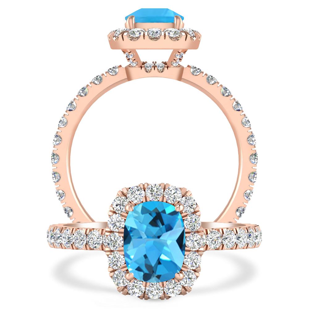 Rose Gold - Blue Topaz