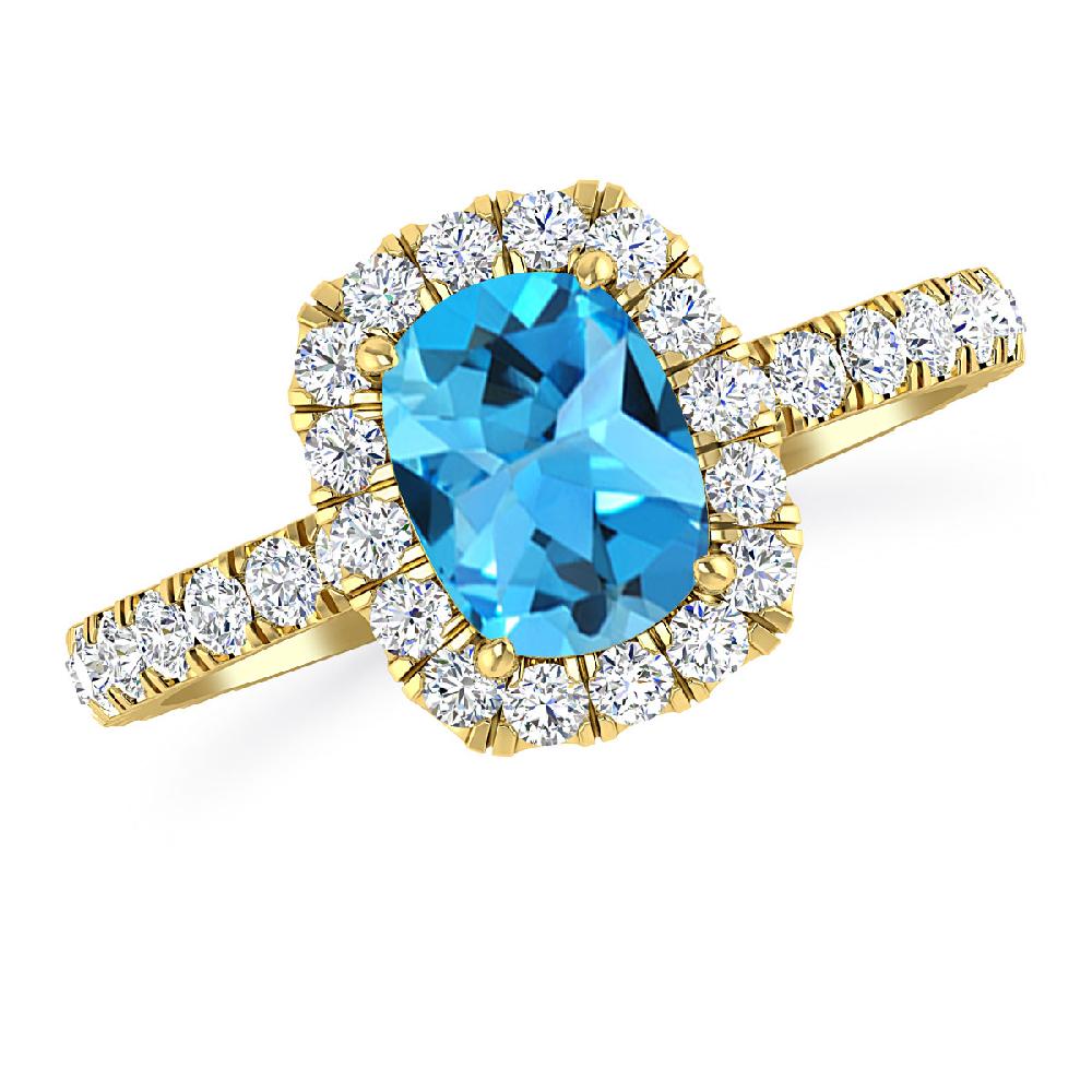 Yellow Gold - Blue Topaz