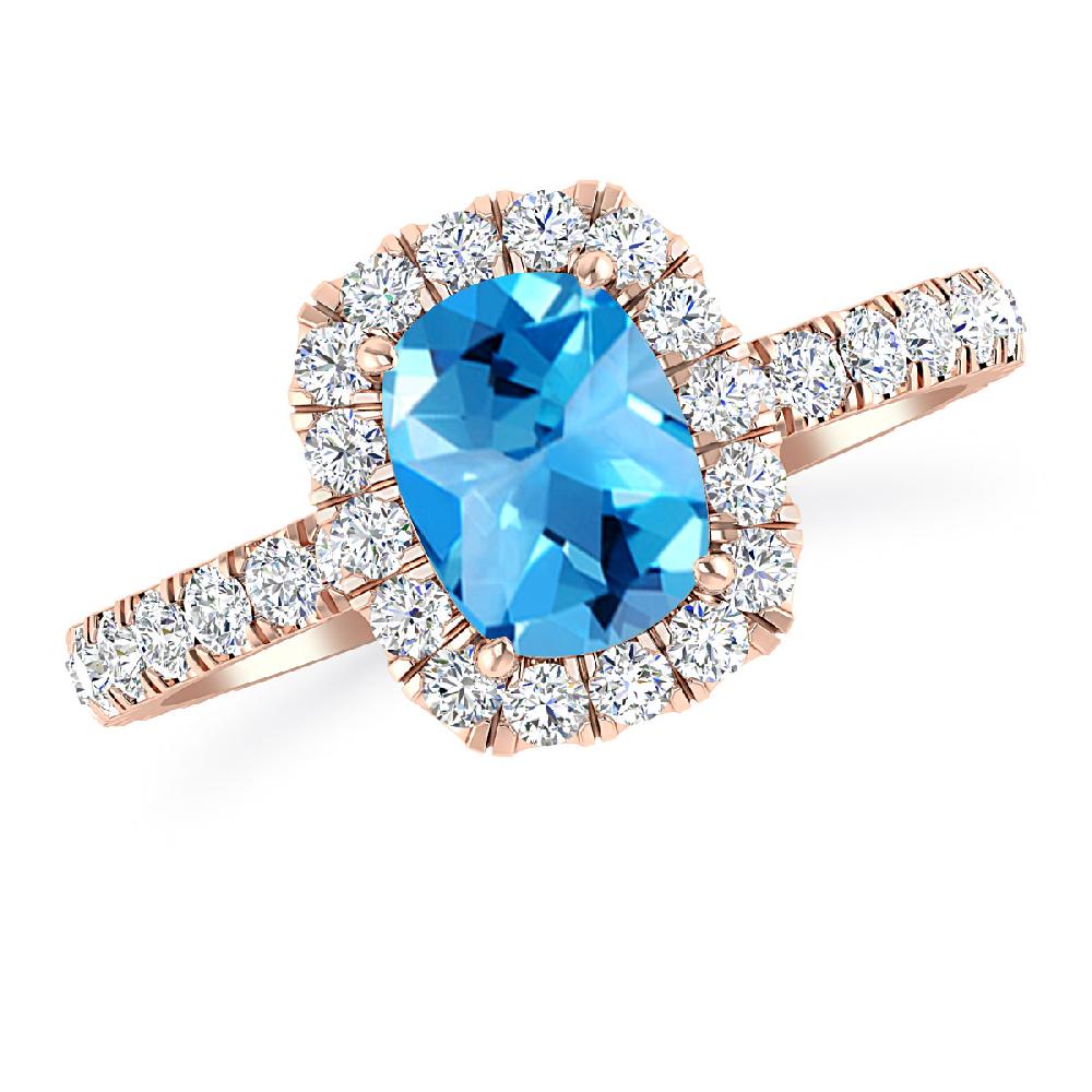 Rose Gold - Blue Topaz