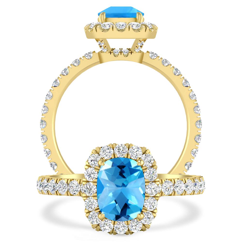 Yellow Gold - Blue Topaz