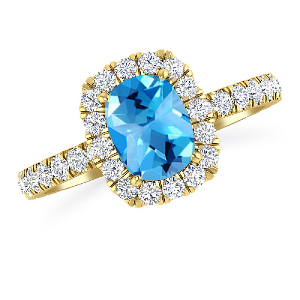 Yellow Gold - Blue Topaz