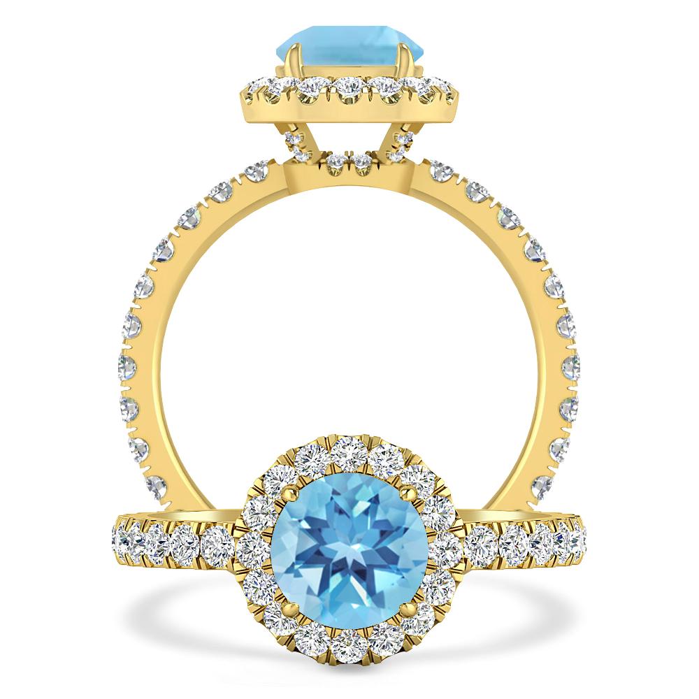 Yellow Gold - Blue Topaz