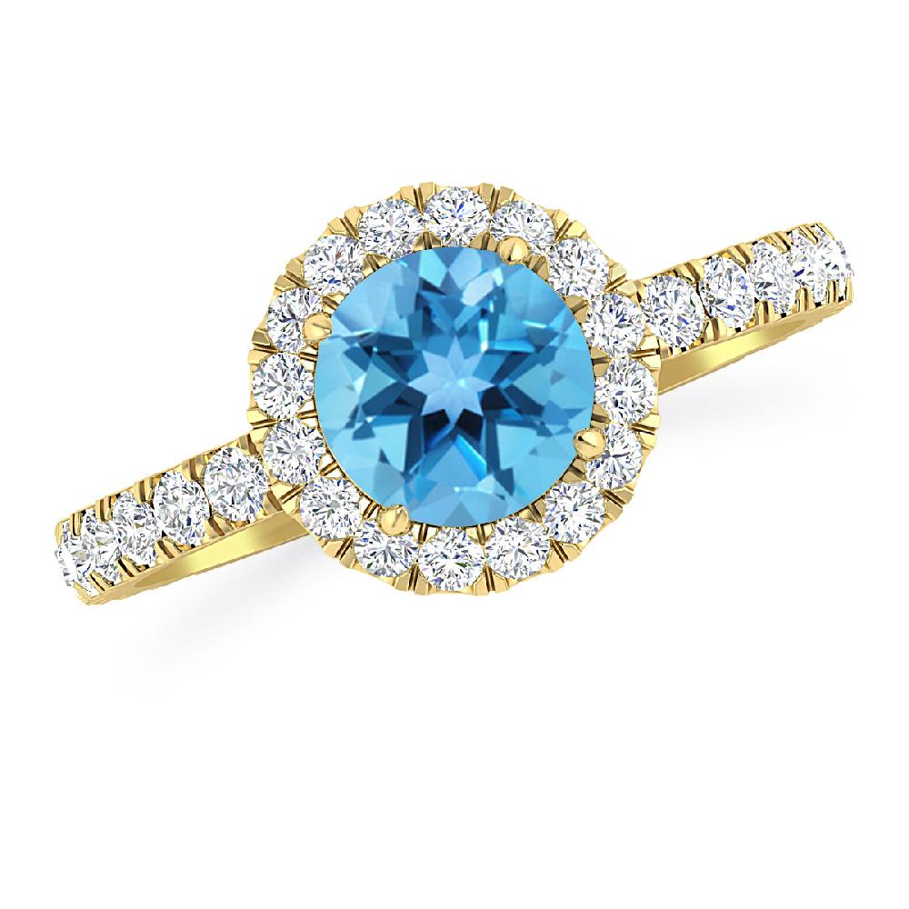 Yellow Gold - Blue Topaz