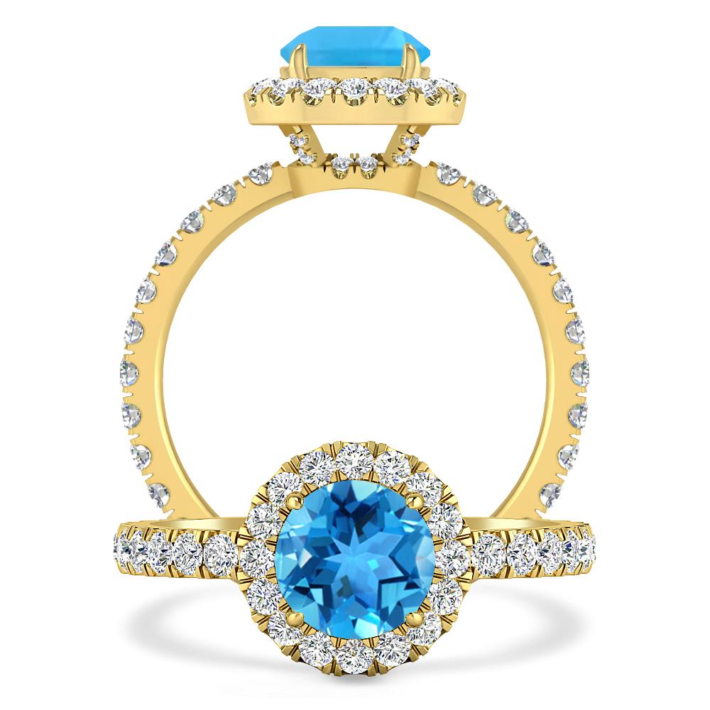 Yellow Gold - Blue Topaz