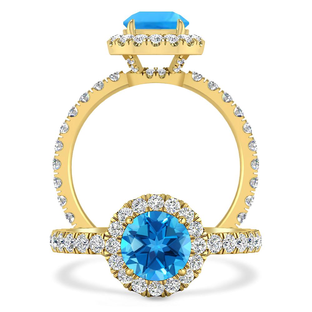 Yellow Gold - Blue Topaz