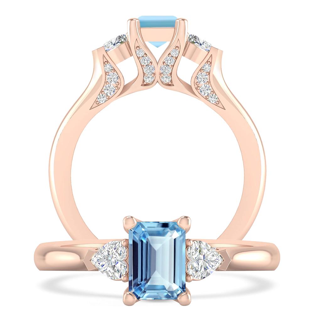 Rose Gold - Aquamarine