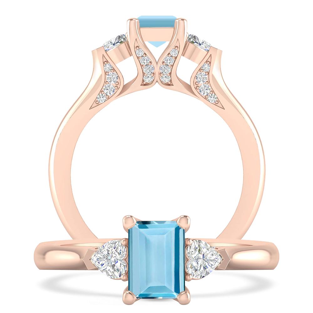 Rose Gold - Aquamarine