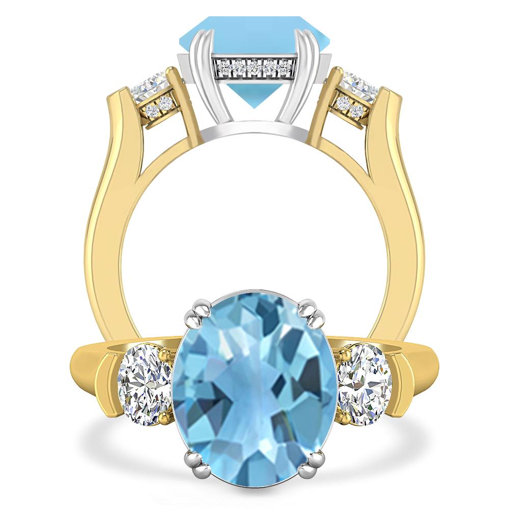 Yellow Gold - Blue Topaz