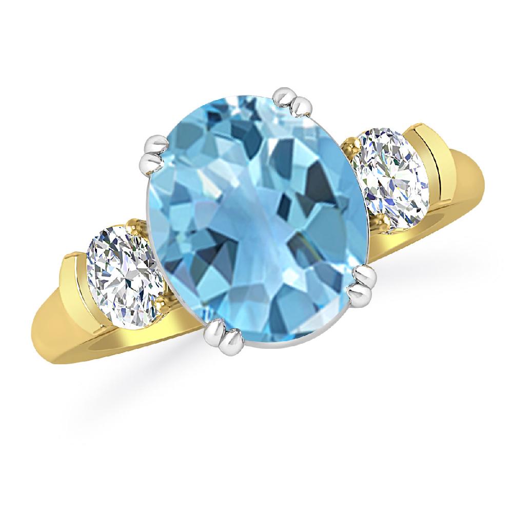 Yellow Gold - Blue Topaz