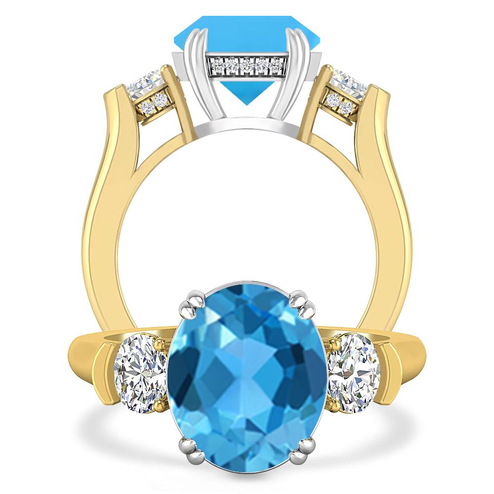 Yellow Gold - Blue Topaz