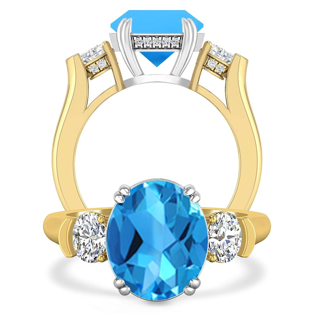 Yellow Gold - Blue Topaz