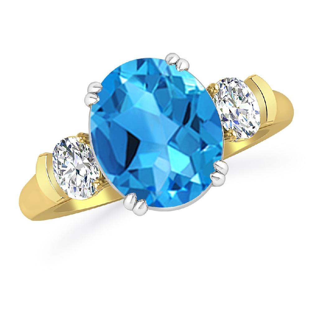 Yellow Gold - Blue Topaz