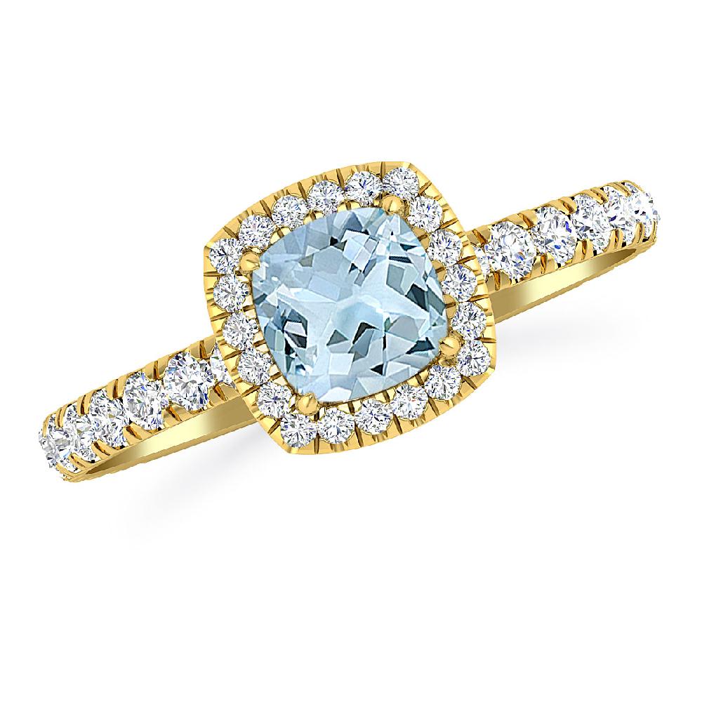 Yellow Gold - Aquamarine