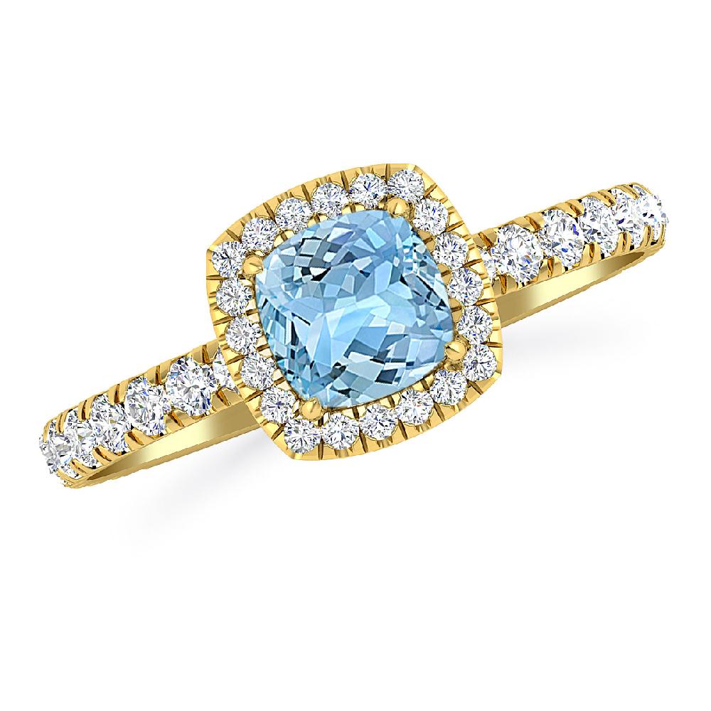 Yellow Gold - Aquamarine