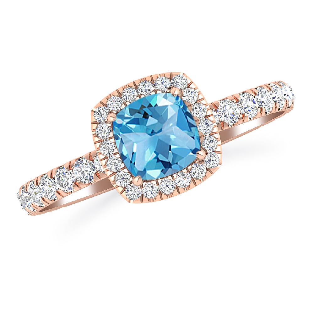 Rose Gold - Blue Topaz