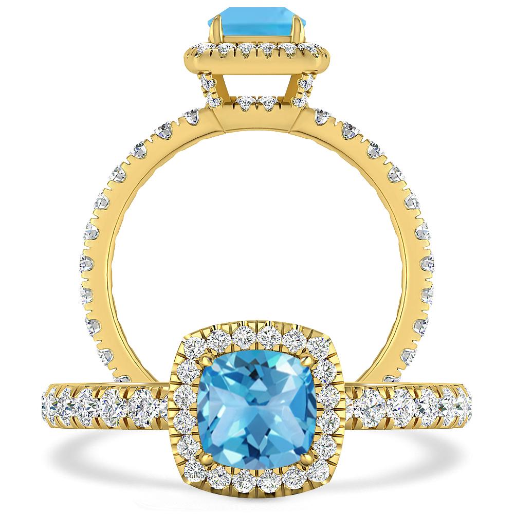 Yellow Gold - Blue Topaz