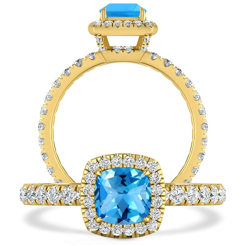 Yellow Gold - Blue Topaz