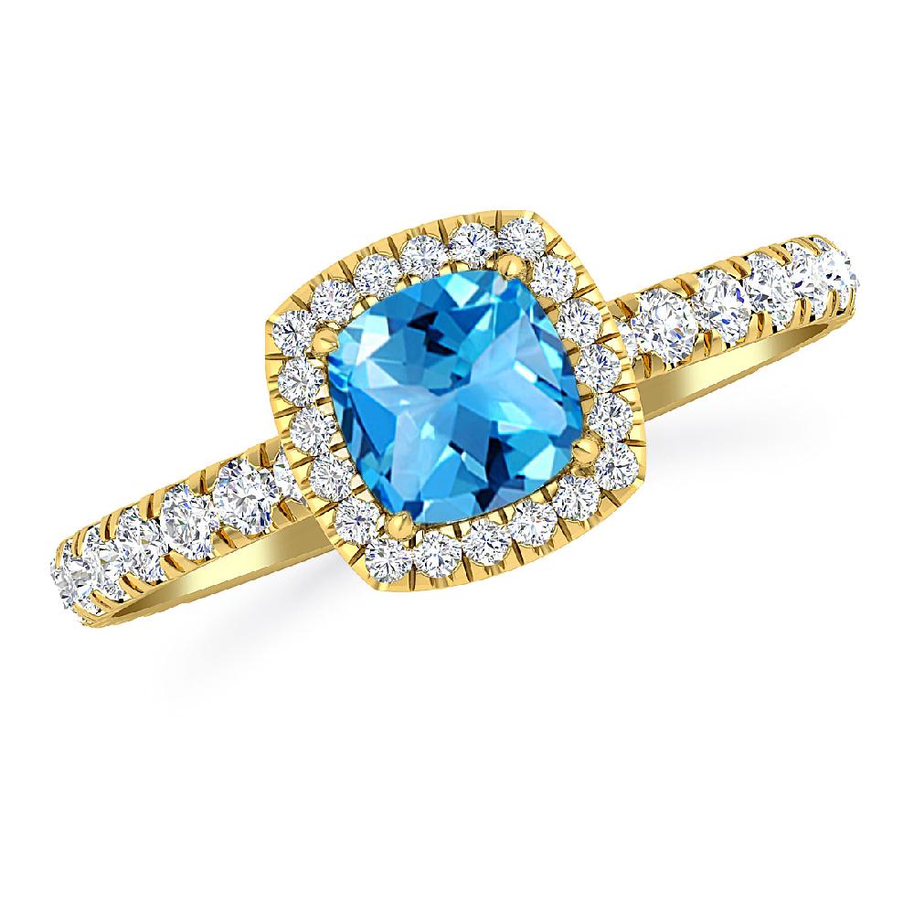 Yellow Gold - Blue Topaz