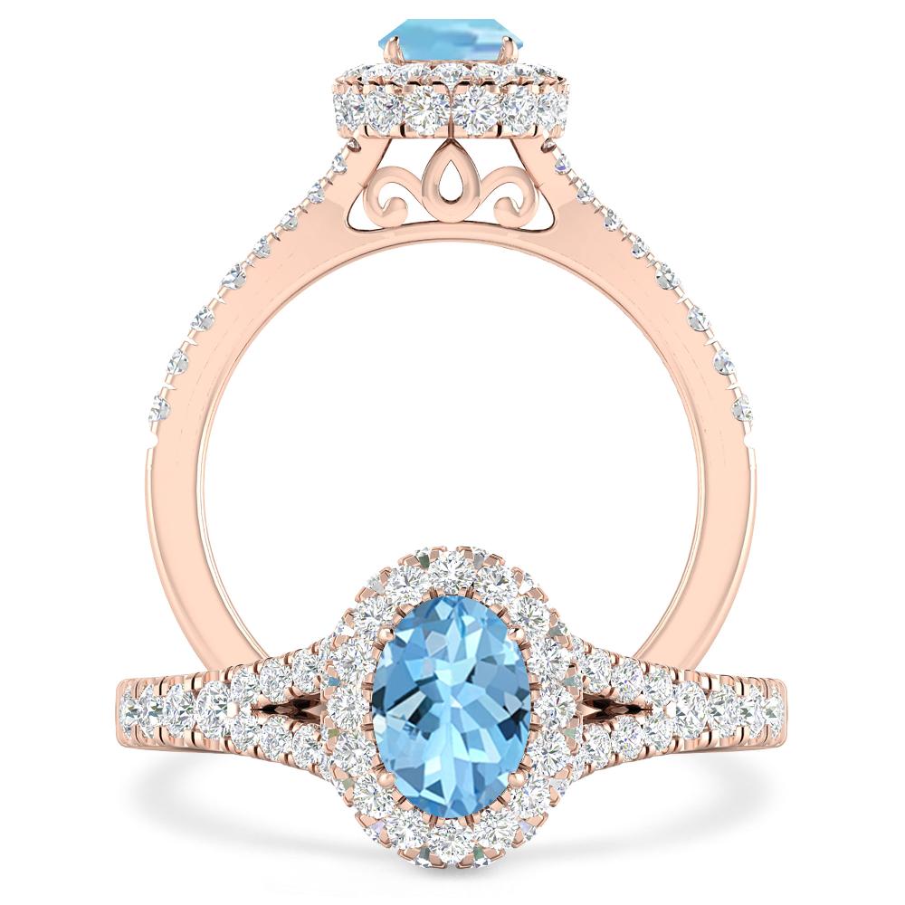 Rose Gold - Aquamarine