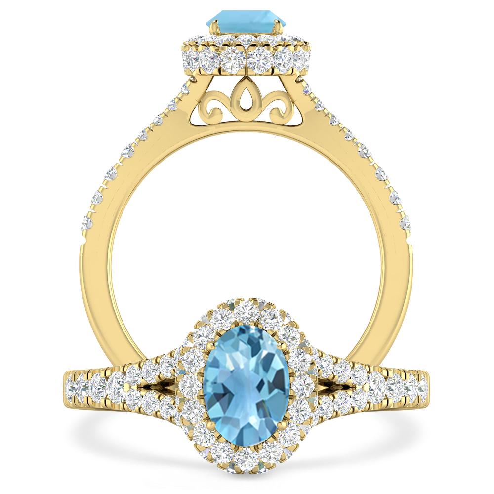 Yellow Gold - Blue Topaz