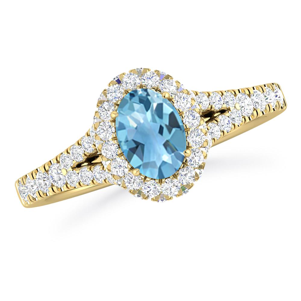 Yellow Gold - Blue Topaz