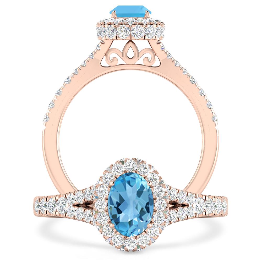 Rose Gold - Blue Topaz