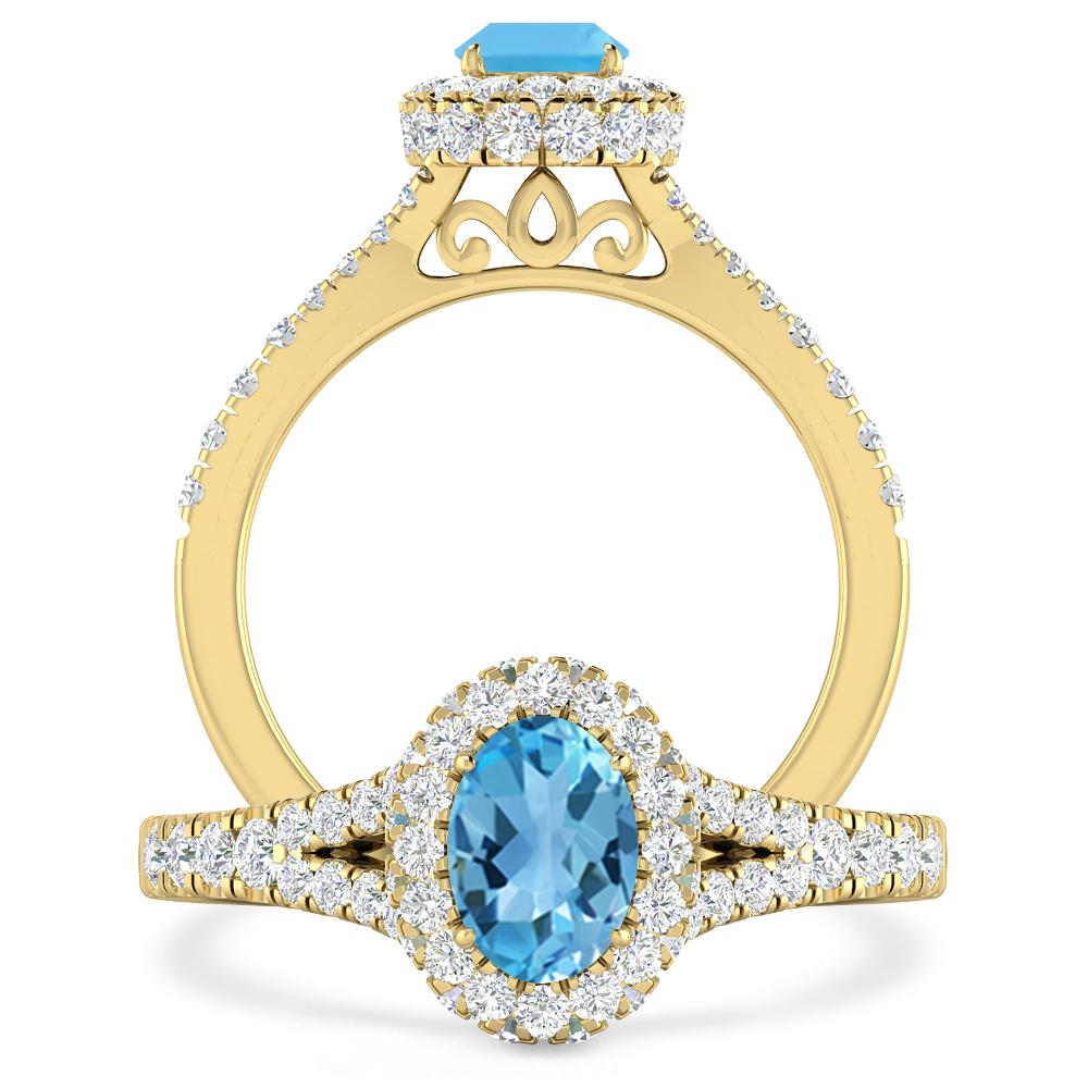 Yellow Gold - Blue Topaz