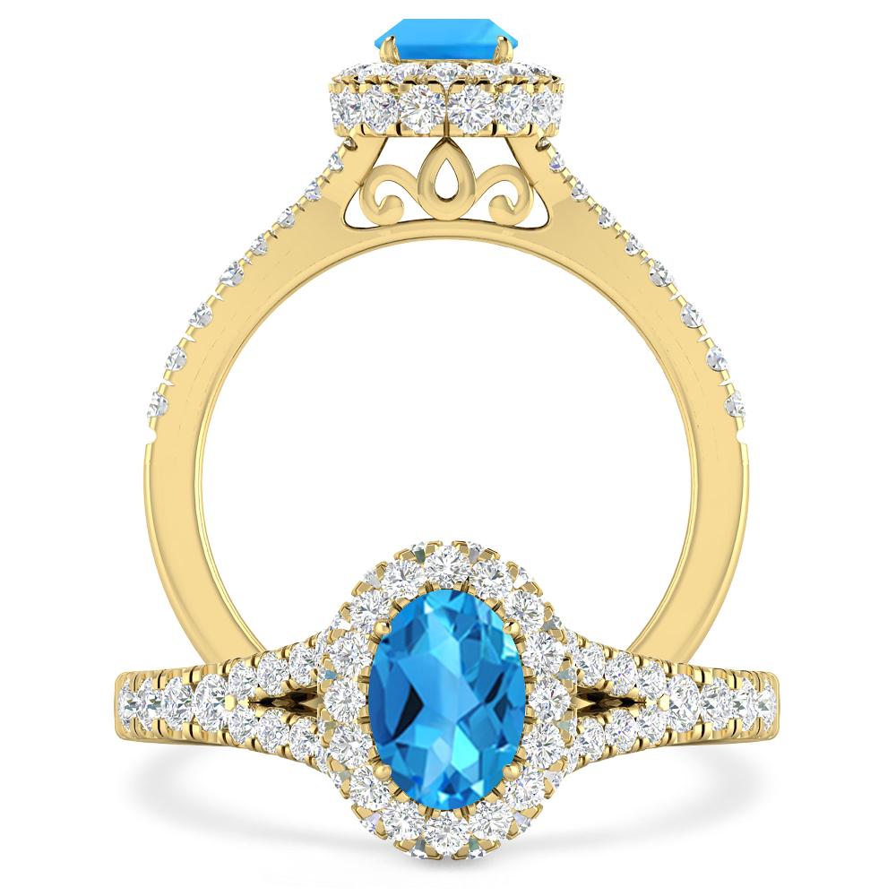 Yellow Gold - Blue Topaz