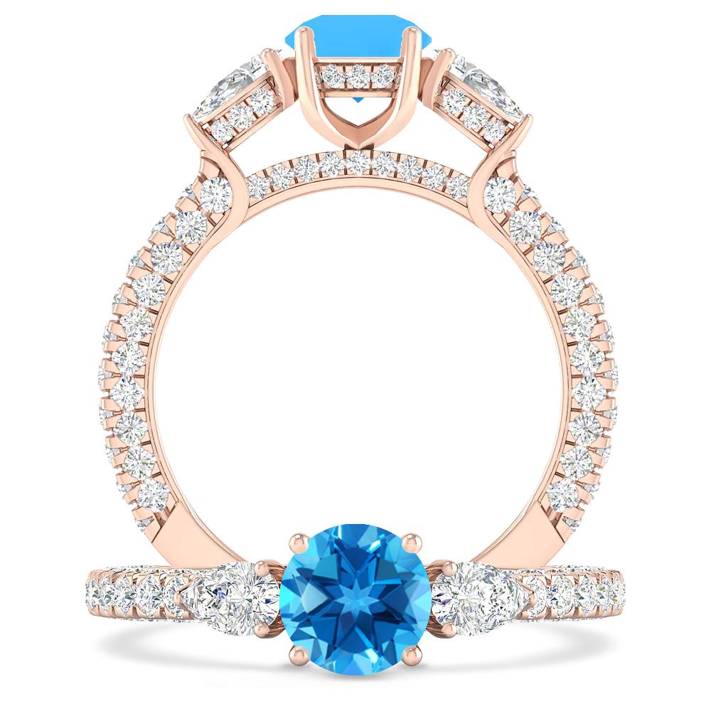 Rose Gold - Blue Topaz